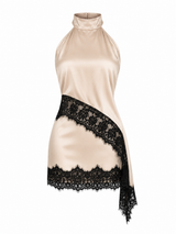 Set Asimetrico Lace con Satin Beige