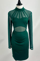 VESTIDO MIDI SATINADO VERDE ESMERALDA