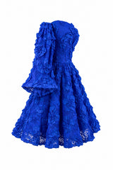 Vestido Corto Encaje Azul