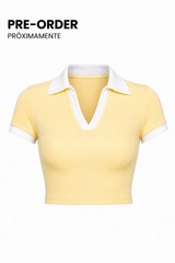 Crop Polo Butter Yellow