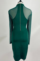 VESTIDO MIDI SATINADO VERDE ESMERALDA