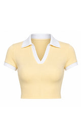 Crop Polo Butter Yellow