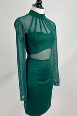 VESTIDO MIDI SATINADO VERDE ESMERALDA