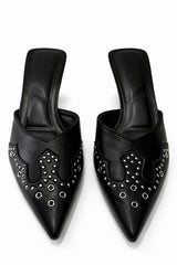 Zapatilla Stiletto Western Negra