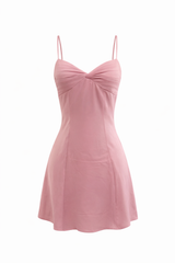 Vestido Corto Satinado Rosa