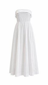 Vestido Strapless Midi Strapless Blanco