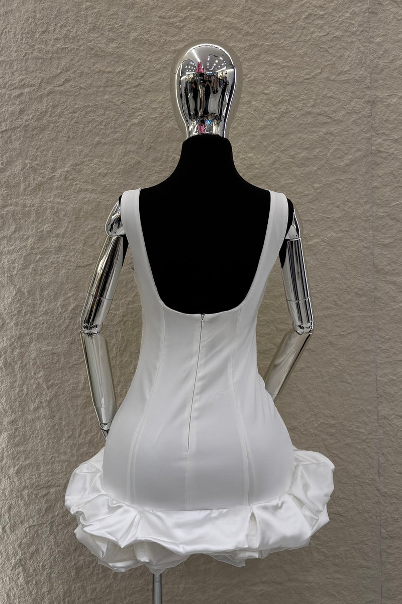 Vestido Corto Ruffle White