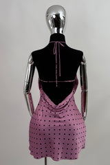 Vestido Satinado Polka Dots Rosa