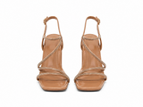 Zapatilla Tiras Rhinestone Camel