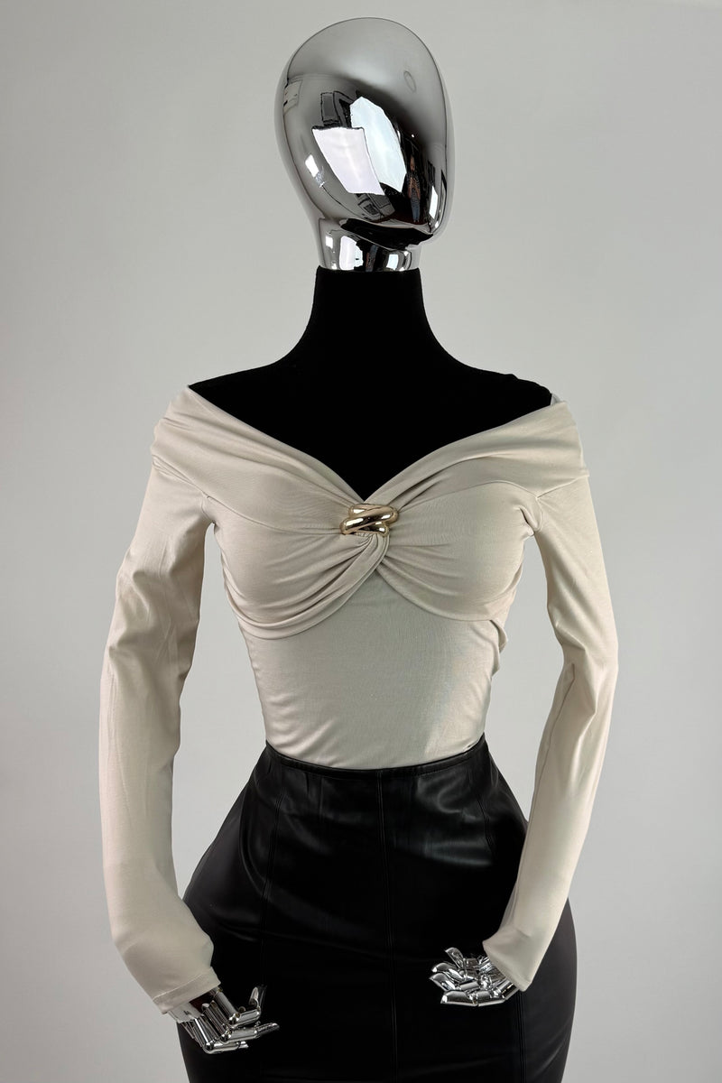 Blusa Brillosa App Dorada Beige