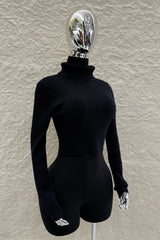 Top Cuello Tortuga Tela Punto Negro