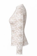 Blusa Corta Mesh De Encaje Blanco