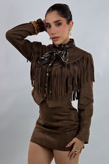 Falda Corta Velvet Espresso