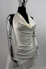 Vestido Satinado Halter Ivory