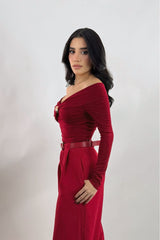 Blusa Brillosa App Dorada Roja