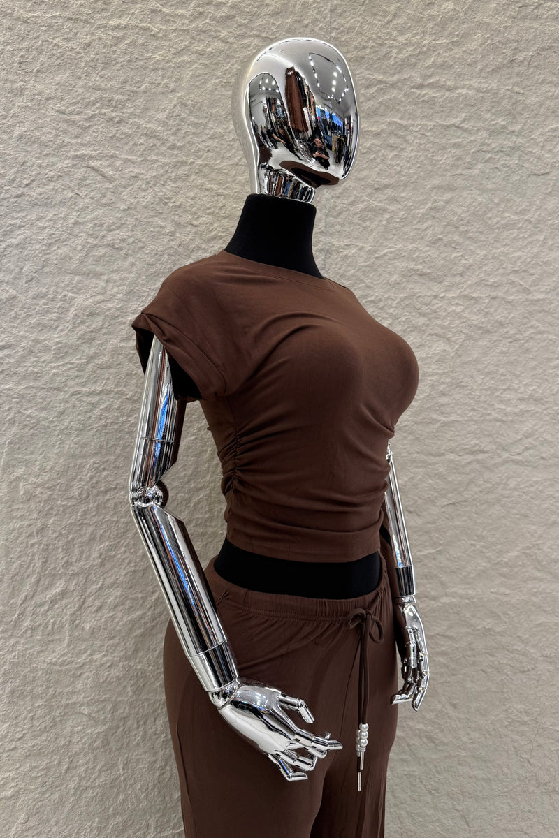 Set Top y Pantalon Café