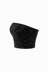 Crop Top Lentejuela Negro