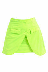 Falda Con Botones Color Verde Neon