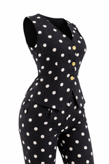Set Chaleco y Pantalon Polka Negro