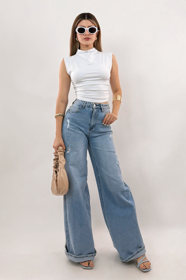 Pantalon High Rise Denim