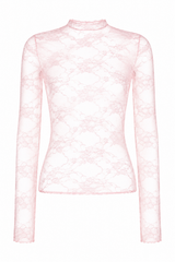 Blusa Corta Mesh De Encaje Rosa