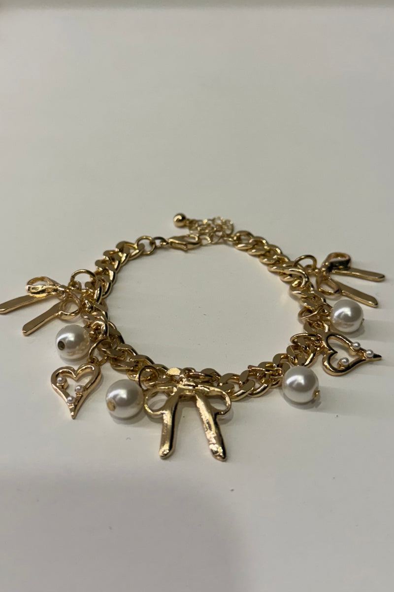 Pulsera Link Pearl & Heart