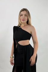 Vestido Corto Tiras Abajo Negro