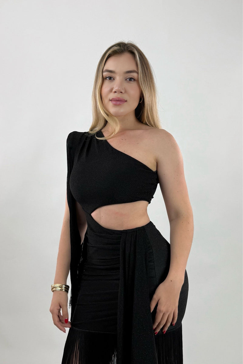 Vestido Corto Tiras Abajo Negro