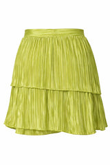 Falda Corta Con Olan Plisada Verde