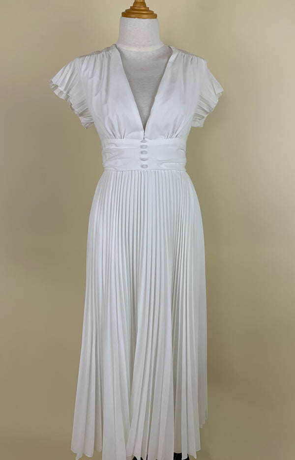 Vestido Midi Plisado Blanco