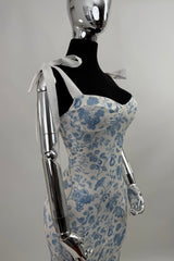 Vestido Midi Floreado Azul