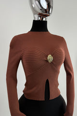 Blusa Manga Larga App Dorada Chocolate