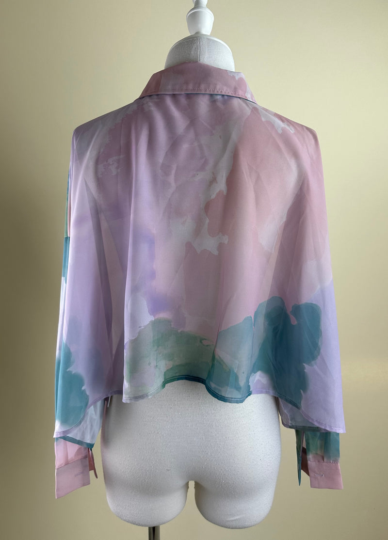 Camisa Transparente Multicolor Rosa