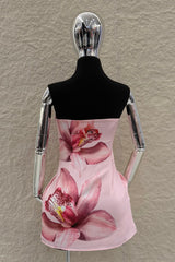 Vestido Strapples Flores Rosa