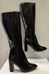 Botas Charol Textura Cafe