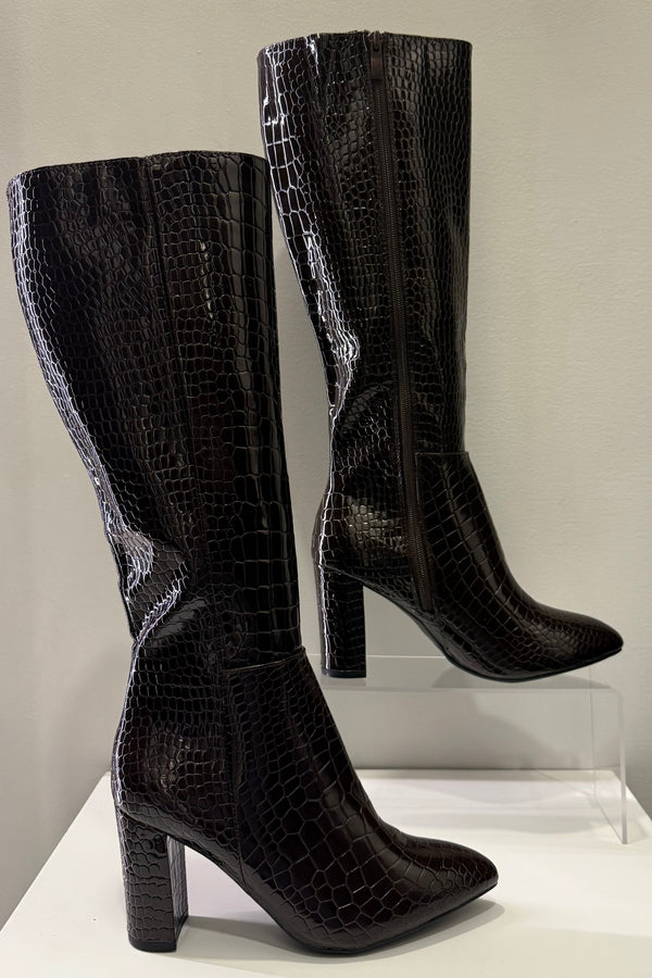 Botas Charol Textura Cafe