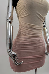 Vestido Corto Ruched Desvanecido Amarillo