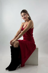 Vestido Satin Largo Rojo