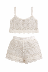 Set Top y Short de Encaje Blanco