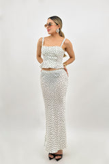 Set Top y Falda Midi Polka