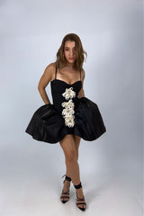 Vestido Bubble Bandage App de Flores Negro