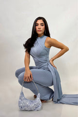 Set Blusa y Pantalon Ruched Azul