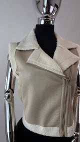 Chaleco Vinipiel Faux Fur Beige