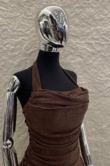 Vestido Ruched Halter Chocolate