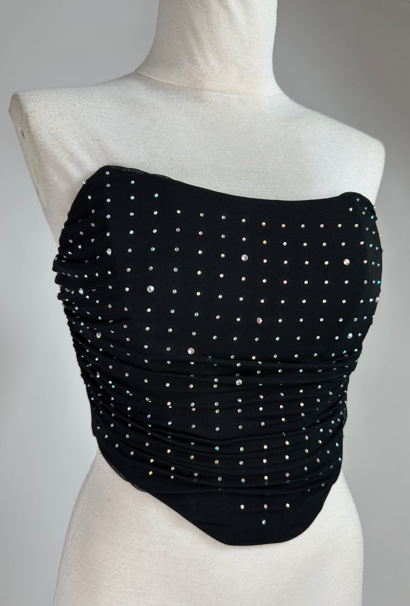 Corset Negro Pedreria Tornasol