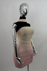 Vestido Corto Ruched Desvanecido Amarillo