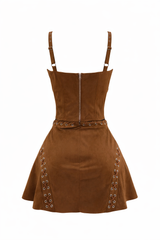 Set Top y Falda Velvet Color Café