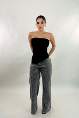 Top Asimetrico Strapples Negro