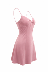 Vestido Corto Satinado Rosa