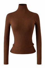 Blusa Cuello Tortuga Tela Punto Cafe